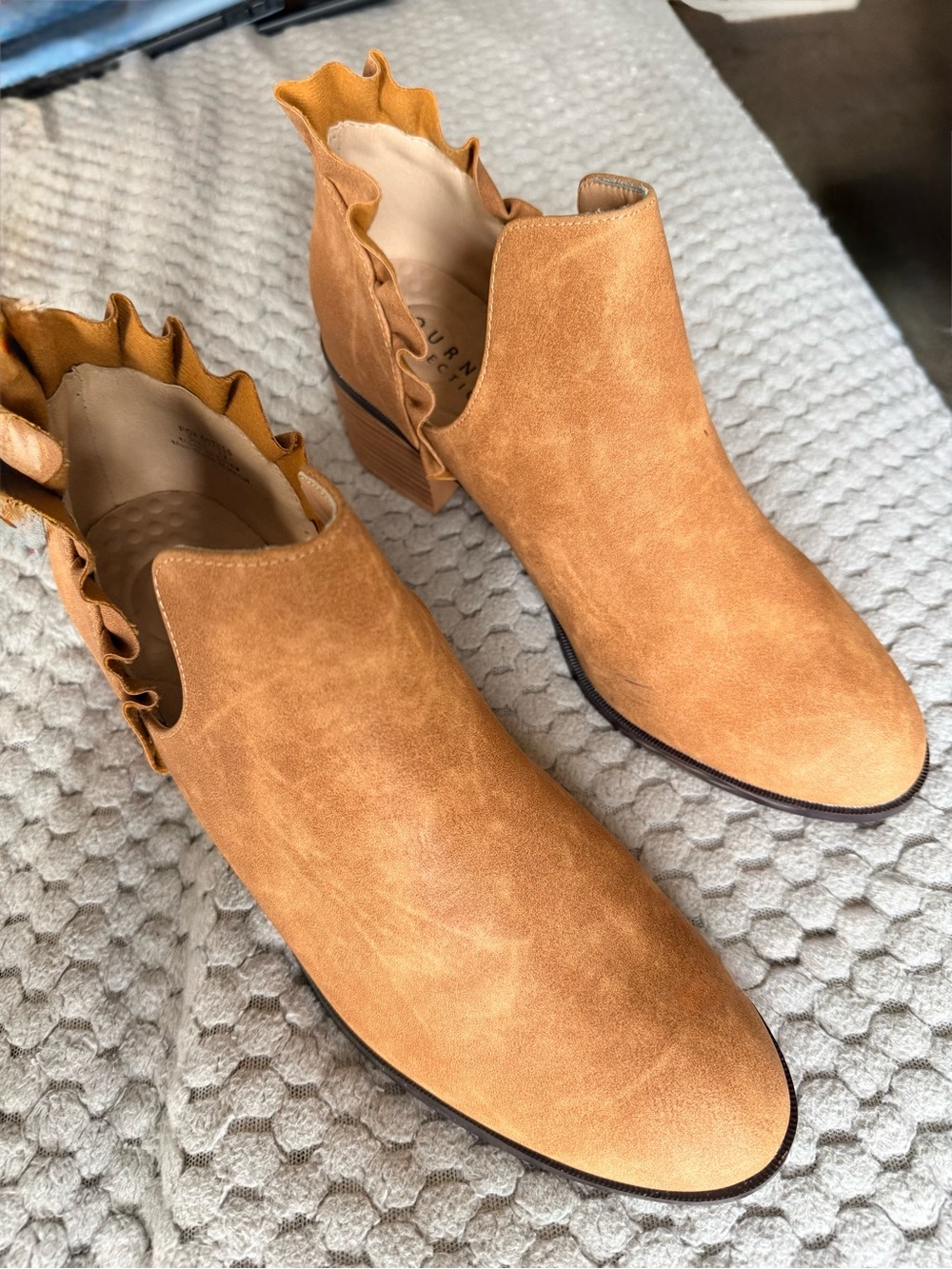 Ruffle-Trim Ankle Booties
